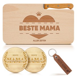Unique Gift Idea for Mum: Wooden Breakfast Board with Engraving - Perfect 5-Piece Set for Christmas