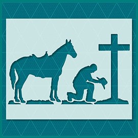 Cowboy Kneeling Stencil - Reusable for Painting Crafts and Decor - 10 mil Mylar (9"x5.2")