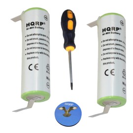 HQRP 2-Pack Batteries for Braun Series 3 Model Type 5772, 390cc-4, Type 5411, 350, 5873 Razor/Shaver Plus Screwdriver