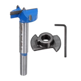 sourcing map Forstner Drill Bit 30mm (1-3/16") Carbide Adjust Depth Wood Forstner Bits Round Shank Hole Saw Auger Opener Cutter with a Wrench for Woodworking Drilling