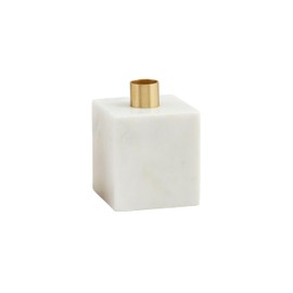 Mud Pie White Marble Taper Holder; 4" X 3"