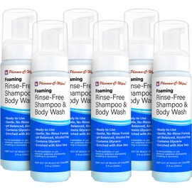 Foaming Rinse Free Shampoo & Body Wash; Case of 6 Bottles = Best Value; Hospital Tested, Gentle No-Rinse Shampoo Formula Leaves Hair Fresh & Clean