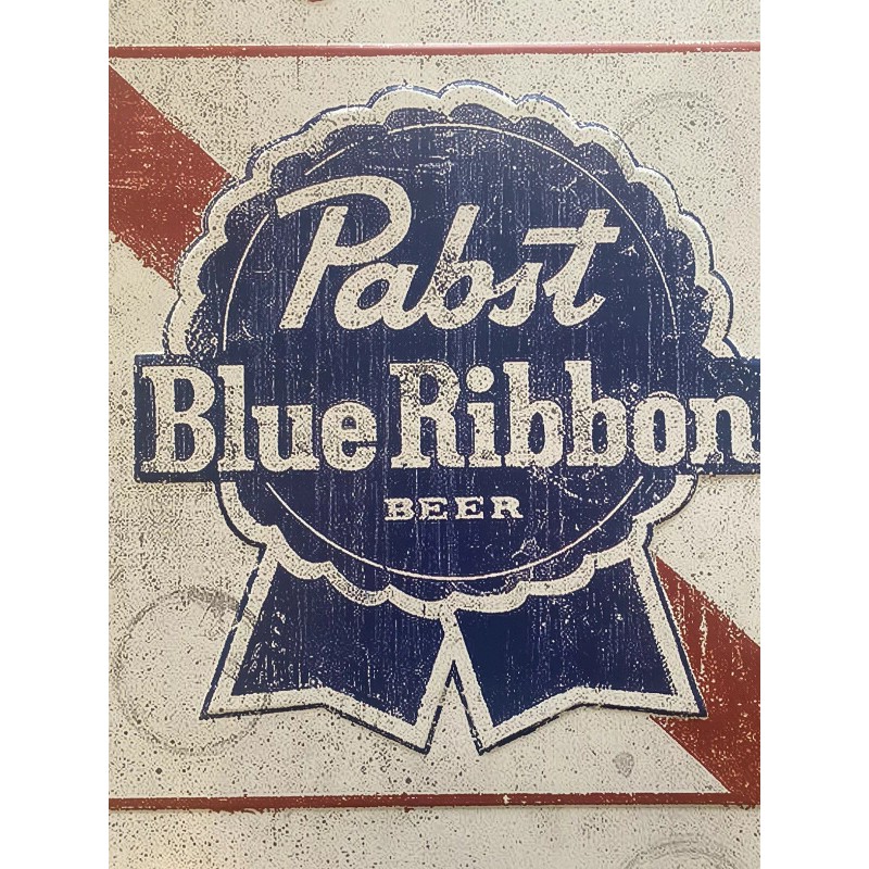 Pabst Blue Ribbon PBR Beer nostalgic metal tacker tin sign