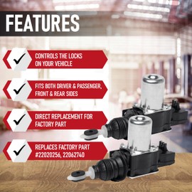 Power Door Lock Actuator Set of 2 Replacement by AA Ignition - Compatible with Chevy, GMC, Buick, Pontiac, Oldsmobile Vehicles & More - 1985-2005 - Replaces 22020256, 22062740, 22071947, 746-014