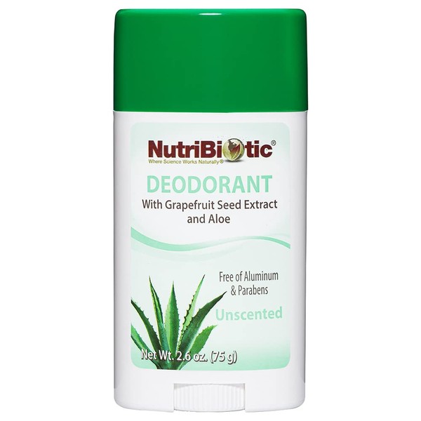 NutriBiotic Unscented Deodorant with GSE, 2.6 Ounce Stick | with Witch Hazel, Grapefruit Seed Extract & Aloe | Vegan & Free of Aluminum, Paraben, Phthalates, Gluten, GMO's & Fragrance