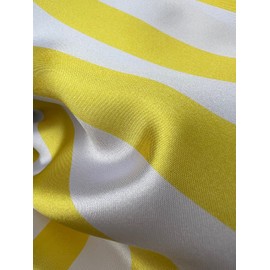 Catalina Yellow & White 1" Stripes Pattern Polyester Light Weight Satin Fabric by The Yard - 10082