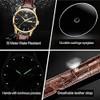 OLEVS Men Watch Brown Leather Strap Large Black Face Analog