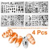 Whaline 4 Pieces Halloween Nail Art Plates Image Stamp Templates