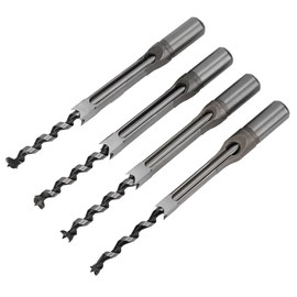 4pcs Square Hole Drill Bits, Woodworking Square Hole Mortise Drill Bit 11 to 12.7mm Woodworking Spiral Mortising Chisel Drill Bit, Quickly Install or Disassemble