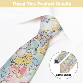 Mantieqingway Ties for Men, 2.76'' Cotton Floral Tie Men's Neckties for Weddings Groomsmens Dances Party Valentine's Day Gift (Style-14)