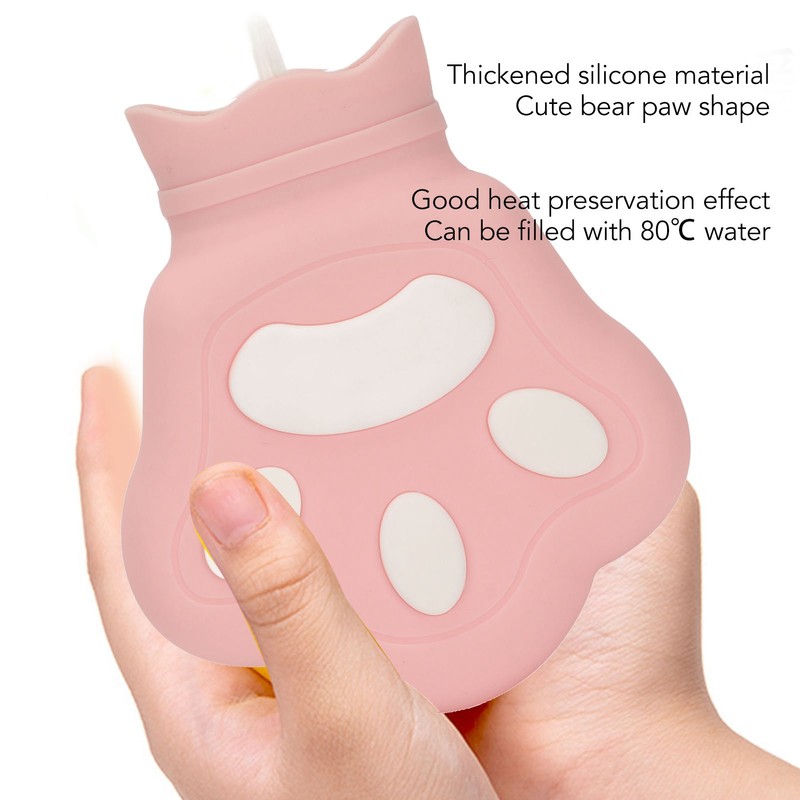 Hot Water Bag Silicone Hot Compress Portable Cartoon Bear Paw