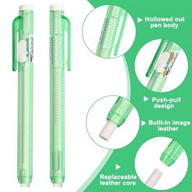 Eraser Pen, Pack of 6, Refillable Eraser Pens for Children and Students, Retractable Eraser Pen in 6 Colours for Artists and Draftsmen