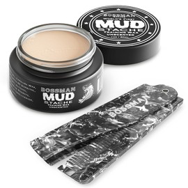 Bossman MUDstache Unscented Mustache Wax for Men & Acetate Folding Comb - Styling and Grooming Combo