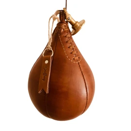 Geoffrey Retro Speed Punch Ball Bag with Brass Fitting Hanging | TAN Leather Vintage Boxing Training | Size 5 | GEOFFREY (Tan)