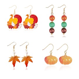 Thanksgiving Turkey Earrings Fall Maple Leaf Earrings for Women Autumn Earrings Set Fall Dangle Earrings Bulk Holiday B