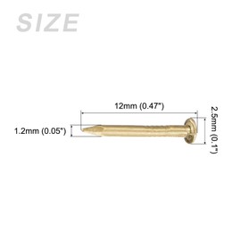 METALLIXITY Small Nails (1.2 x 12 mm) Pack of 50 Brass Tiny Hardware Nails - for Household Woodworking Brass Clay
