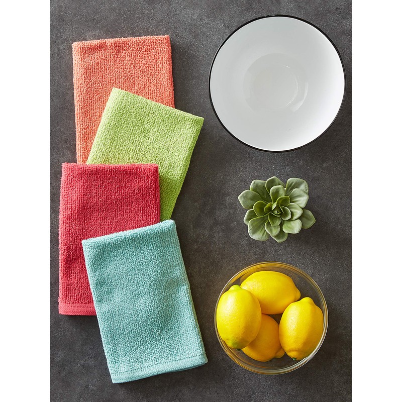 DII Basic Barmop Collection Kitchen, Dishtowel Set, Bright 4 Count
