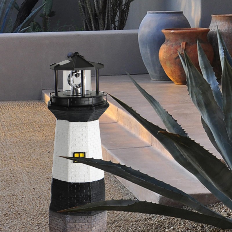 Yenergy Solar Powered Lighthouse Garden Light with Rotating Beacon –