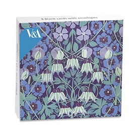 Pack of 8 Artistic Blank Cards and Envelopes from The Victoria and Albert Museum Collection - Columbine Wallpaper Pattern, Alan Vigers - Notelets for Him/for Her (MG-308876ERJ)