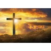 DORCEV 8x6ft Jesus Christ Cross Sunrise Photography Backdrop Mountain Top