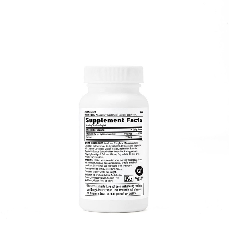 GNC Vitamin B-12 1000mcg, Supports Energy Production, 90 Caplets
