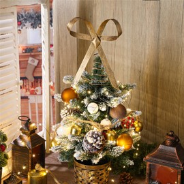 Retisee 9.8inch Large Brass Bow Christmas Tree Topper Vintage Metal Christmas Tree Topper Gold Bow Rustic Xmas Decoration for Xmas Indoor Outdoor Decor