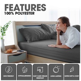 GC GAVENO CAVAILIA Microfiber Pillow Cases 2 Pack | Easy Care Plain Dyed Wrinkle, Fade Resistant Charcoal Bedding | Super Soft Breathable Microfibre Pair of Pillowcases