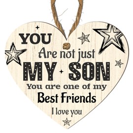 "You Are Not Just My Son" – Decorative Heart-Shaped MDF Wall Plaque – Sentimental Gift for Son – Beautiful Wooden Sign with Loving Message – Home Décor for Family – Black or Blue Design (Black)