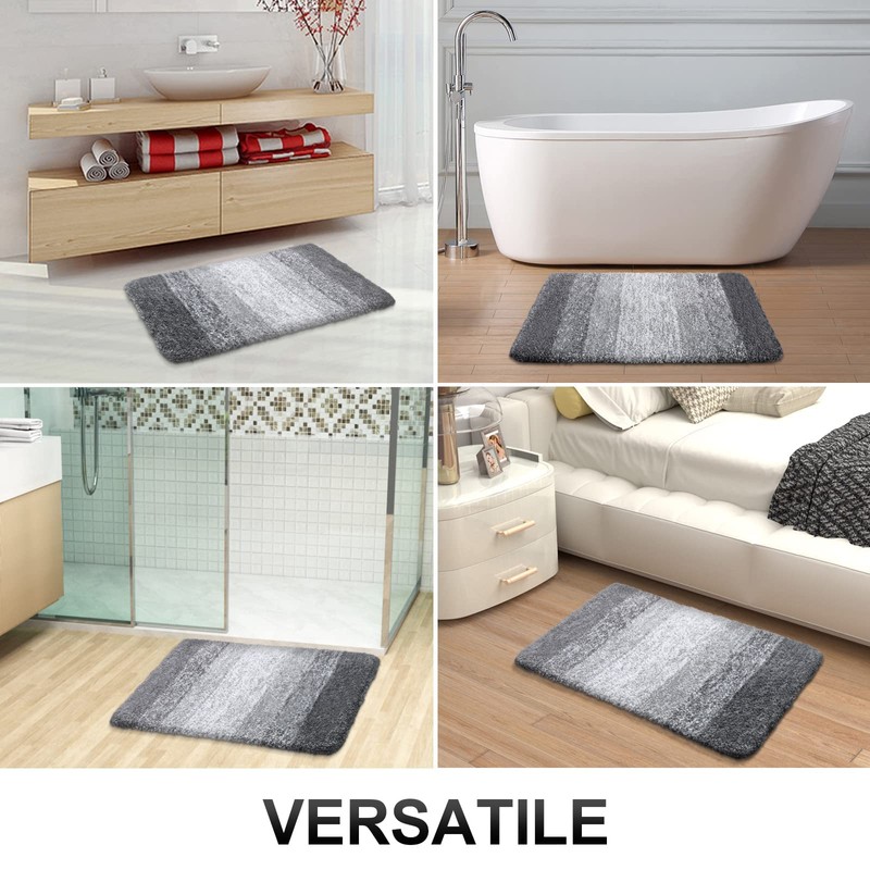 smiry Microfiber Fluffy Shaggy Bath Mat for Bathroom, 40 x