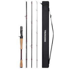 TRUSCEND CrazBass Travel Fishing Rod, FUJI K Guide and Reel Seat, TORAY 30/40T Carbon Fiber, Innovative Put-in Connection Technique, Casting/Spinning HP Fishing Pole with Premium Case, AAA Cork Handle