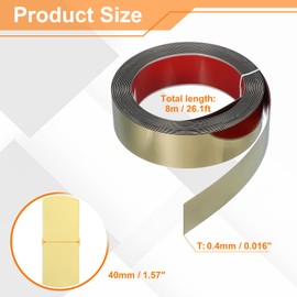 HARFINGTON Metal Wall Trim 26.2ft x 1.57" Peel and Stick Molding Trim Self Adhesive Stainless Steel Electroplate Finish Metal Strip Trim for Wall Ceiling Mirror Frame Border Edge, Gold