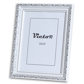 VictoR Vintage Picture Frame 'Rubens' in 18 x 24 cm White Silver, Frame Moulding: 30 x 20 mm, Real Glass, Baroque Picture Frame, Antique, Picture Frame 18 x 24 cm, Vintage
