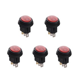 Lightronic 12V DC 20 Amp On/Off Rocker Switch IP65 Waterproof Auto Boat 3P SPST Rocker Toggle Switch (5pcs, Red)