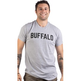 Ann Arbor T-shirt Co. Buffalo | Classic Retro City Grey New York Lake Erie Vintage NY Men's or Women's Tee - Adult, Large