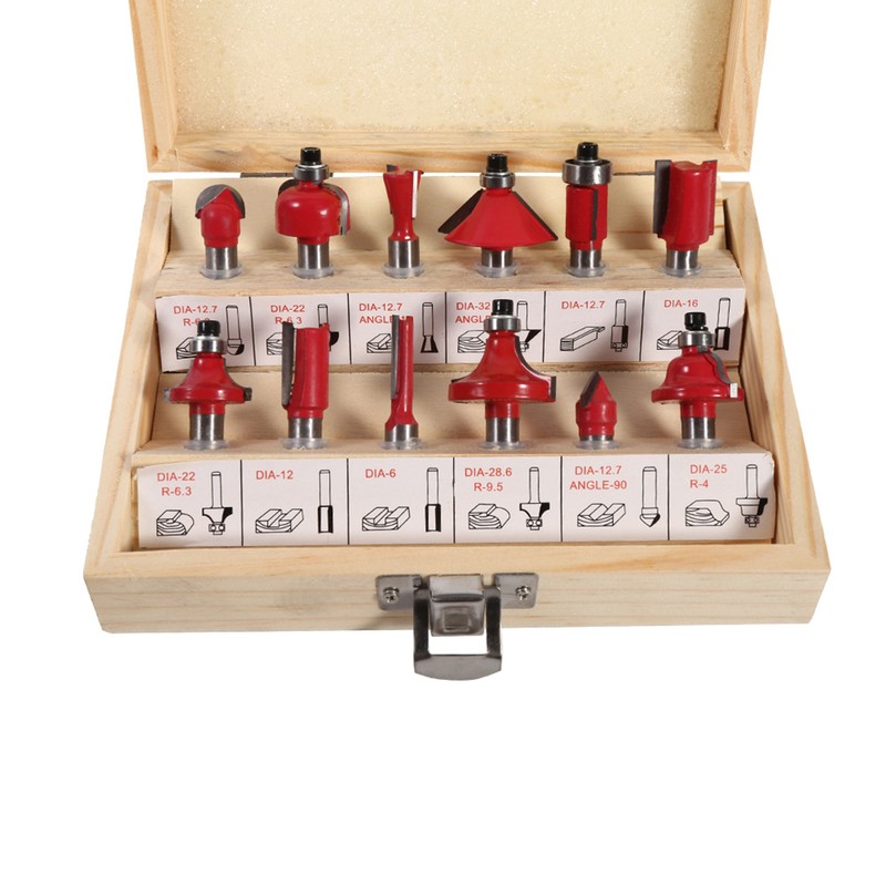 12pcs 8mm Shank Cemented Carbide Router Bit Woodworking Cutter Bit