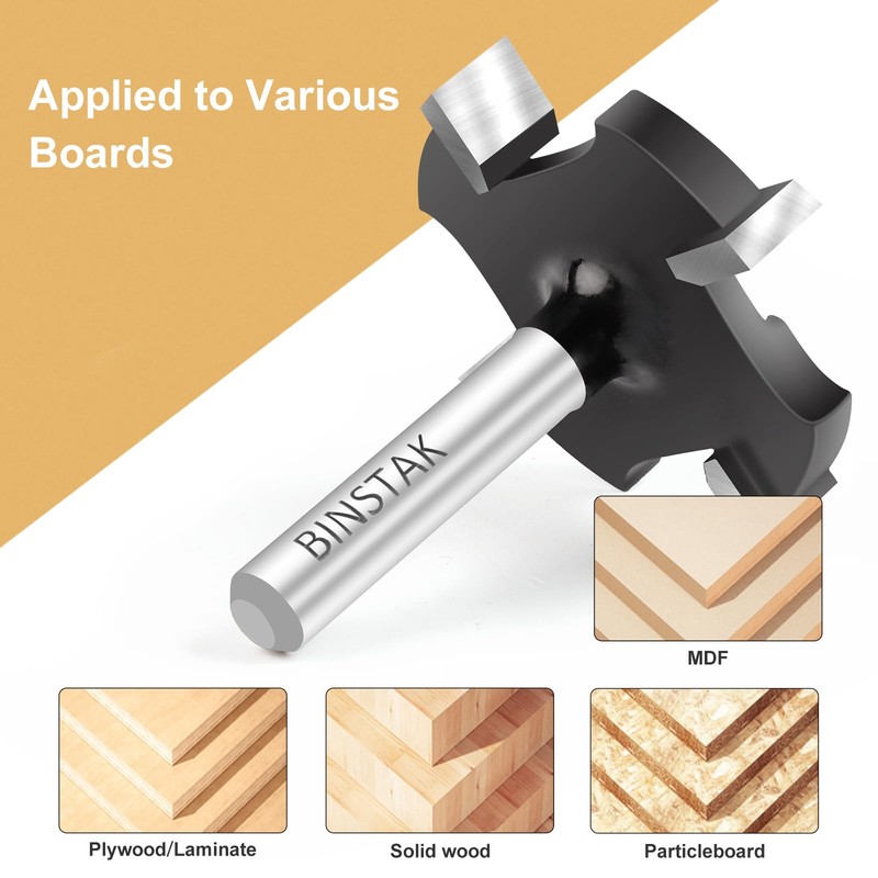 BINSTAK CNC Spoilboard Surfacing Router Bit 1/4 Inch Shank, Extra
