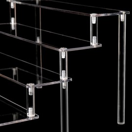 Right angle 3-layer Acrylic Risers, Clear Rectangular 8cm Wide Tiered Display Stand, Tabletop Display Riser Shelf for Collectibles Jewelry Funko Pop Figures Toys Cupcake Dessert Decorations