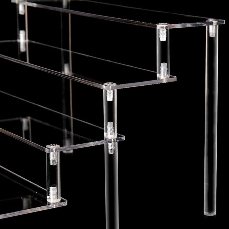 Right angle 3-layer Acrylic Risers, Clear Rectangular 8cm Wide Tiered