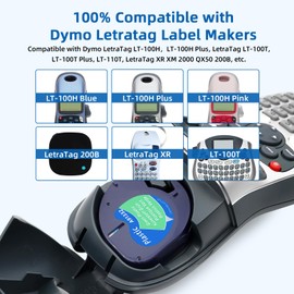 Markurlife 6er Pack Kompatibel mit Dymo LetraTag Etikettenband für Dymo LetraTag 200B Plus LT100H LT100T QX50 Kunststoff für Dymo Etikettenband (Schwarzer auf Weiß/Transparent/Rot/Gelb/Blau/Grün)
