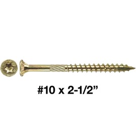 Jake Sales #10 x 2-1/2" Gold Star Wood Screw Torx/Star Drive Flat Head (5 POUNDS - Approx. 385 Screw Count) - Multipurpose Wood Screws