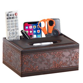 Arniche Leather Tissue Box Cover Rectangular and Multifunction Remote Control Caddy,Suitable for Storing pens and Stationery,Desk Organizer Storage for Office and Home(Antique)