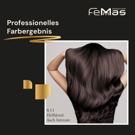 Femmas Hair Colour Set Light Blonde Ash Intensive 8.11 I Hair Colour Cream 100 ml + Oxycream 100 ml 9% I Permanent Hair Colouration + Developer I Gentle & Long Lasting I Salon Hair Colour for Home