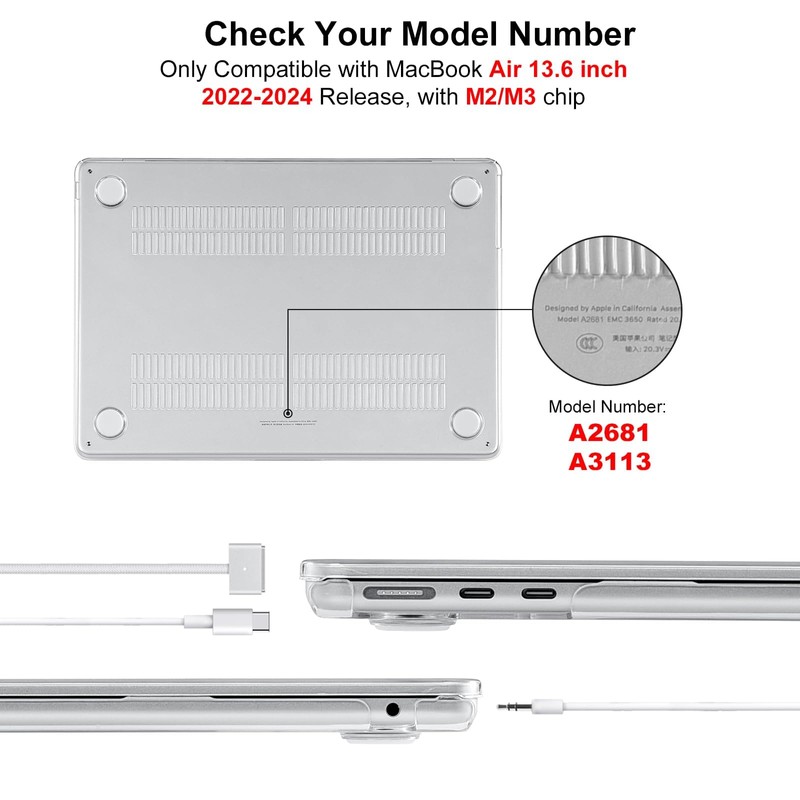 EooCoo Case Compatible with MacBook Air 13.6 Inch M2 A2681