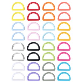 Milisten 32 Pcs Assorted Multi-Purpose Plastic D Ring 20mm Semi-Circular D Ring for Hardware Bags Ring Hand DIY Accessories Random Color