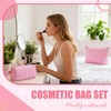2 Pieces Striped Makeup Bag for Women Seersucker Cosmetic Travel