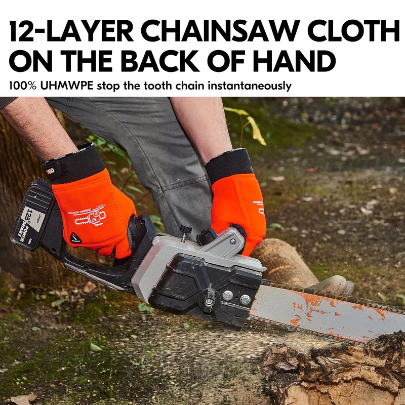 Vgo 1Pair Chainsaw Gloves,12-Layer Chainsaw Protection,Safety Synthetic leather Work Gloves,Mechanic