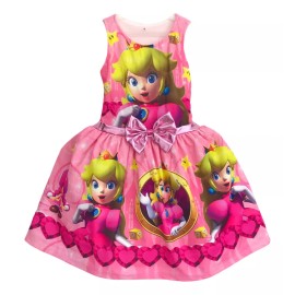 Tienda Tuybb Vestidos Disfraz Bebé Niña Princesa Peach Mario Bross Película Fiesta Cumpleaños Con Diadema