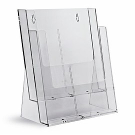 taymar A4 Table Leaflet Stand 2 Tier Transparent without Divider