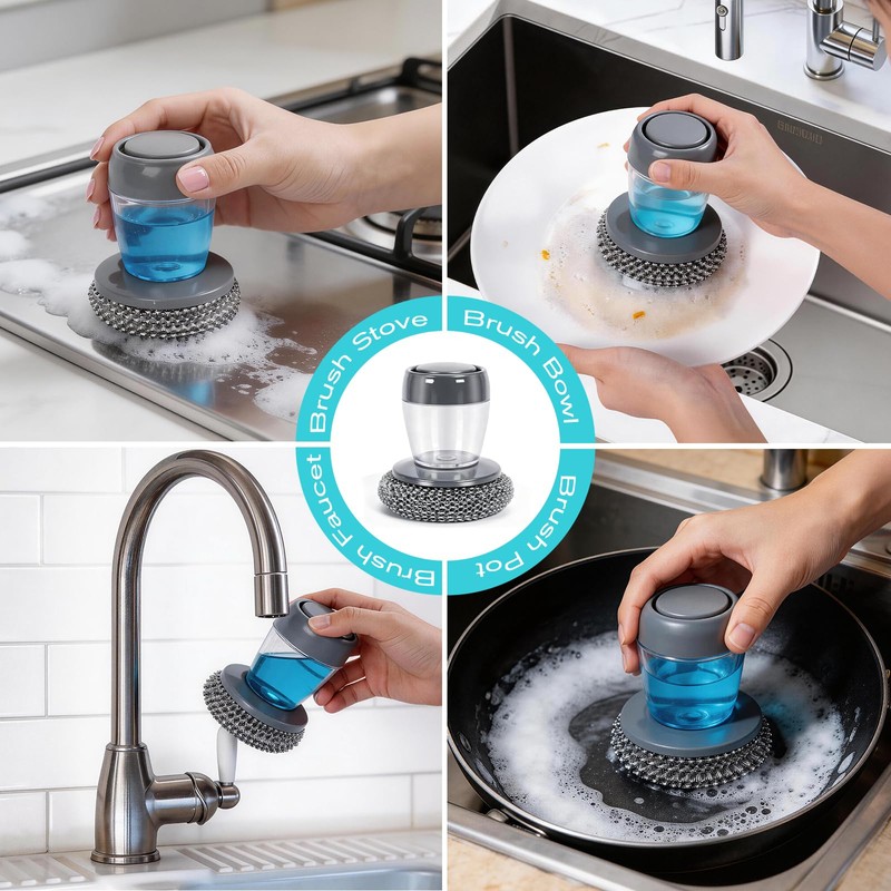 Comfort Grip Soap Dispensing Kitchen Scrub, 2026 Soap Dispenser Cleaning,