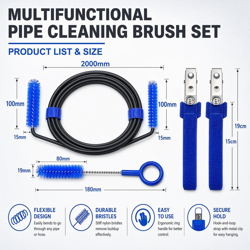 CPAP' Hose Cleaning Kit with 6.5ft Flexible Brush, Soft Mask